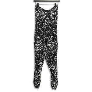 Peyton Jensen Strapless Jumpsuit Womens M Black White Abstract Print Chic NWT